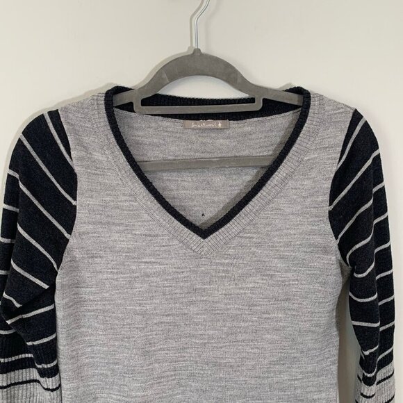 Smartwool mixed print lightweight v-neck‎ gray black pullover sweater - Picture 4 of 11